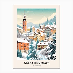 Vintage Winter Travel Poster Cesky Krumloy Czechia 1 Canvas Print