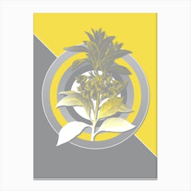Vintage Chinese New Year Flower Botanical Geometric Art in Yellow and Gray n.011 Canvas Print