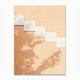 White Steps On A Mud Wall Canvas Print
