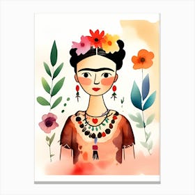 Frida Kahlo Caricature Portrait 1 Canvas Print