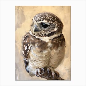 Collared Scops Owl Painting 3 Canvas Print