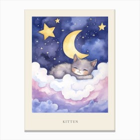 Baby Kitten 9 Sleeping In The Clouds Nursery Poster Canvas Print