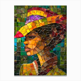 Mosaic Woman In Hat Canvas Print