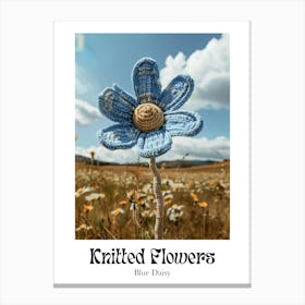 Knitted Flowers Blue Daisy 4 Canvas Print