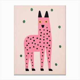 Pink Polka Dot Arctic Fox 2 Canvas Print