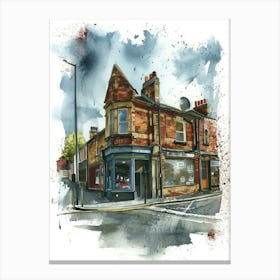 Enfield London Borough   Street Watercolour 2 Canvas Print