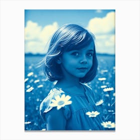 Little Girl In A Field Of Daisies Canvas Print