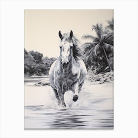 A Horse Oil Painting In Anse Lazio, Seychelles, Portrait 1 Canvas Print