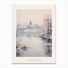 Dreamy Winter Painting Poster Lucerne Switzerland 2 Canvas Print