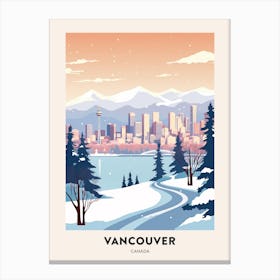 Vintage Winter Travel Poster Vancouver Canada 1 Canvas Print