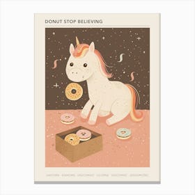 Unicorn & Rainbow Sprinkle Donuts 2 Poster Canvas Print