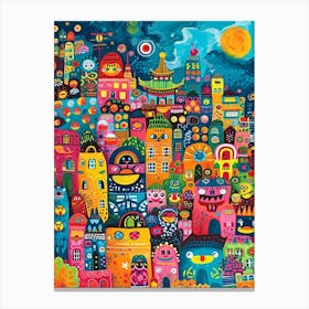 Kitsch Colourful Cityscape 2 Canvas Print