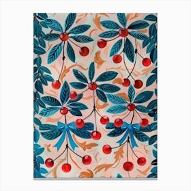 Folk Cherries And Bows 7 Pattern Canvas Print
