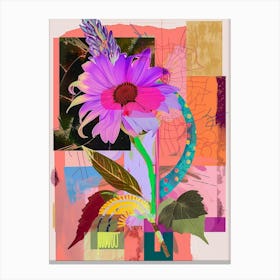 Aster 5 Neon Flower Collage Canvas Print