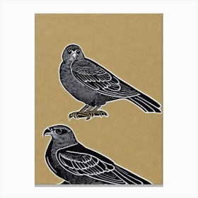 Falcon 2 Linocut Bird Canvas Print