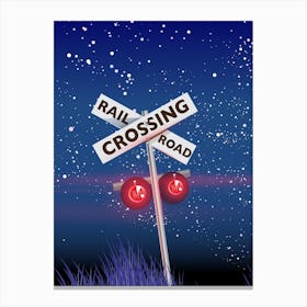 Railroad Crossing Road Canvas Print