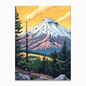 Popocatepetl Mexico Color Line Drawing (5) Canvas Print