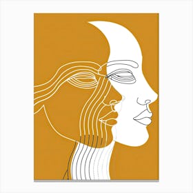 Line Art Intricate Simplicity In Yellow 4 Canvas Print