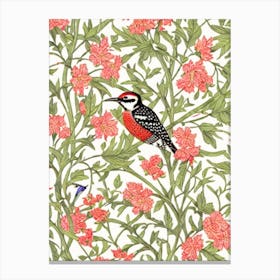 Woodpecker 2 William Morris Style Bird Canvas Print