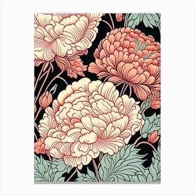Coral Charm Peonies 1 Drawing Canvas Print