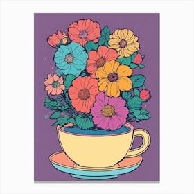 Flowers In A Cup teacup Canvas Print
