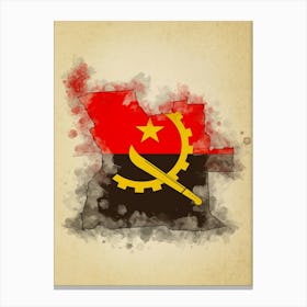 Angola Flag Vintage Canvas Print