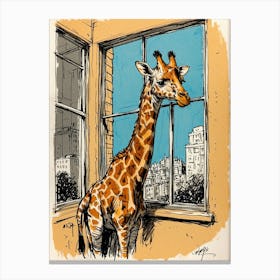 Default Draw Me A Giraffe With A Telescopic Neck Peeking Into 1 Canvas Print