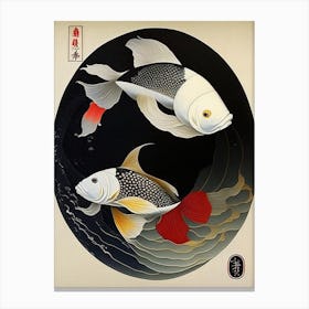 Fish Yin and Yang 3, Japanese Ukiyo E Style Canvas Print
