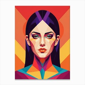 Colorful Geometric Woman Portrait Low Poly (10) Canvas Print