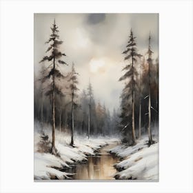 Winter Pine Forest Christmas Painting (15) Canvas Print