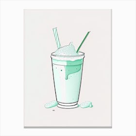 Mint Chocolate Chip Milkshake Dairy Food Minimal Line Drawing 2 Canvas Print