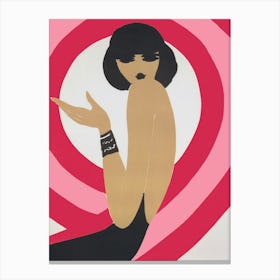 Woman and Pink Spirals, Retro Vintage Fashion Poster Canvas Print