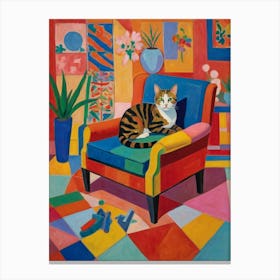 Cat On A Chair Style Henri Matisse Canvas Print