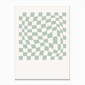 Wavy Checkered Pattern Poster Seafoam Canvas Print