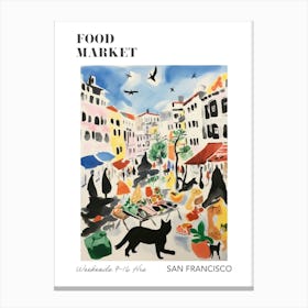 The Food Market In San Francisco 4 Illustration Poster Canvas Print