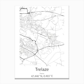 Trelaze,France Minimalist Map Canvas Print