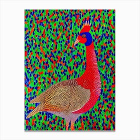 Pheasant 3 Yayoi Kusama Style Illustration Bird Canvas Print