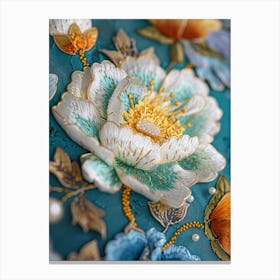 Flower Embroidery Canvas Print