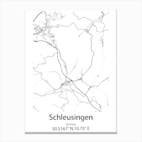 Schleusingen,Germany Minimalist Map Canvas Print