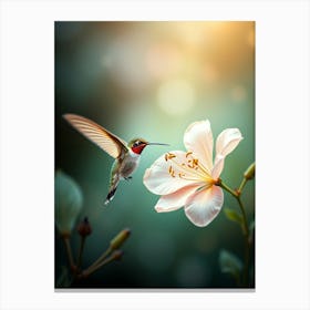 Hummingbird On A Flower Canvas Print