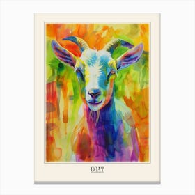 Goat Colourful Watercolour 4 Poster Canvas Print