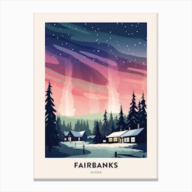 Vintage Winter Travel Poster Fairbanks Alaska 2 Canvas Print