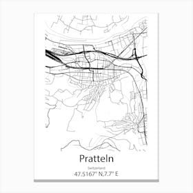 Pratteln,Switzerland Minimalist Map Canvas Print