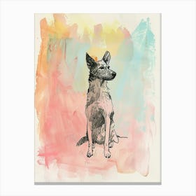 Colourful Portuguese Podengo Pequeno Dog Abstract Line Illustration 4 Canvas Print
