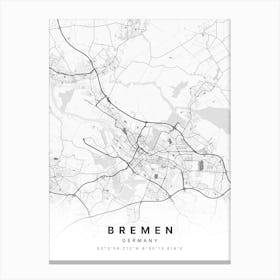 Bremen Germany White Map Canvas Print