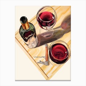 Wine And Corkscrew Canvas Print