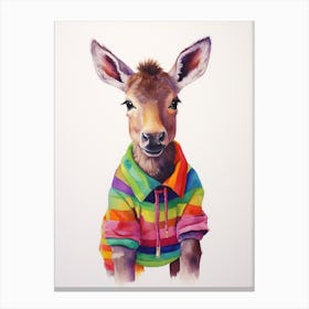 Baby Animal Wearing Sweater Moose Canvas Print