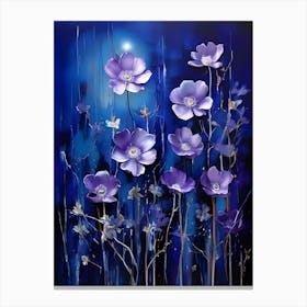 Purple Flowers At Night Canvas Print