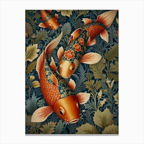 Koi Fish Style William Morris Canvas Print