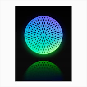 Neon Blue and Green Abstract Geometric Glyph on Black n.0031 Canvas Print